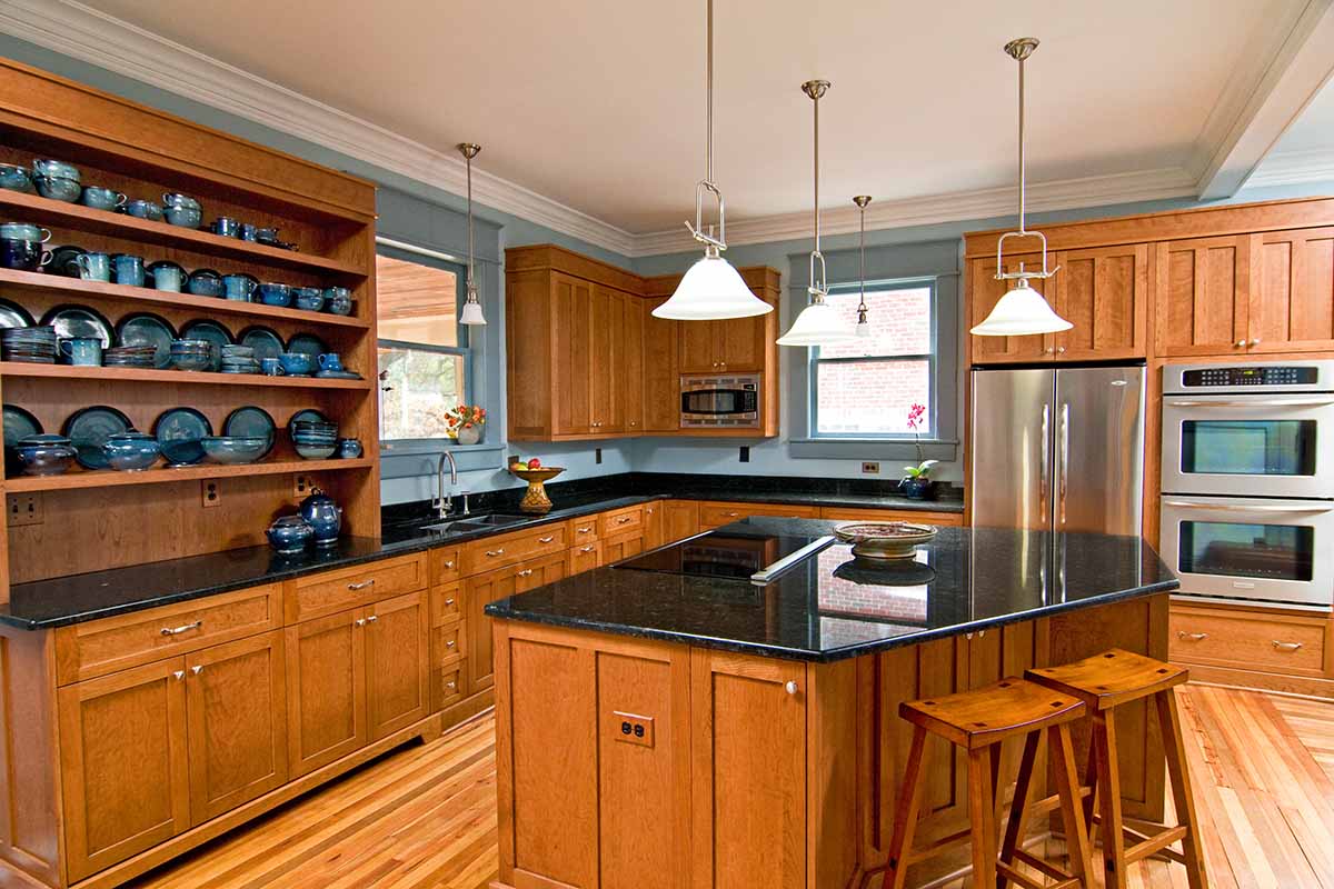 wooden kitchen with island